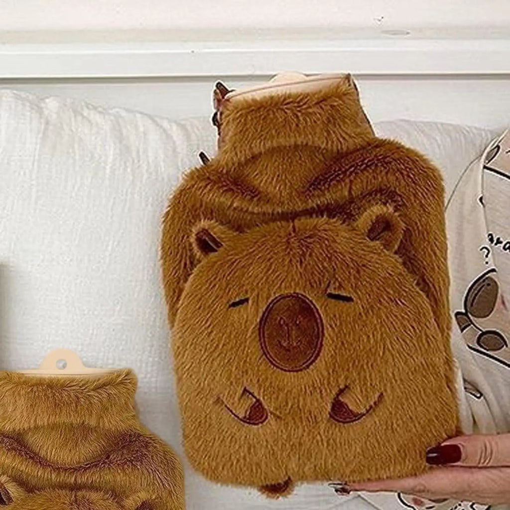 2026 Cute Capybara Shape Warm Water bottle 1000ml Capacity Shape plush Use Winter For Home Travel Camping study Use  Warm