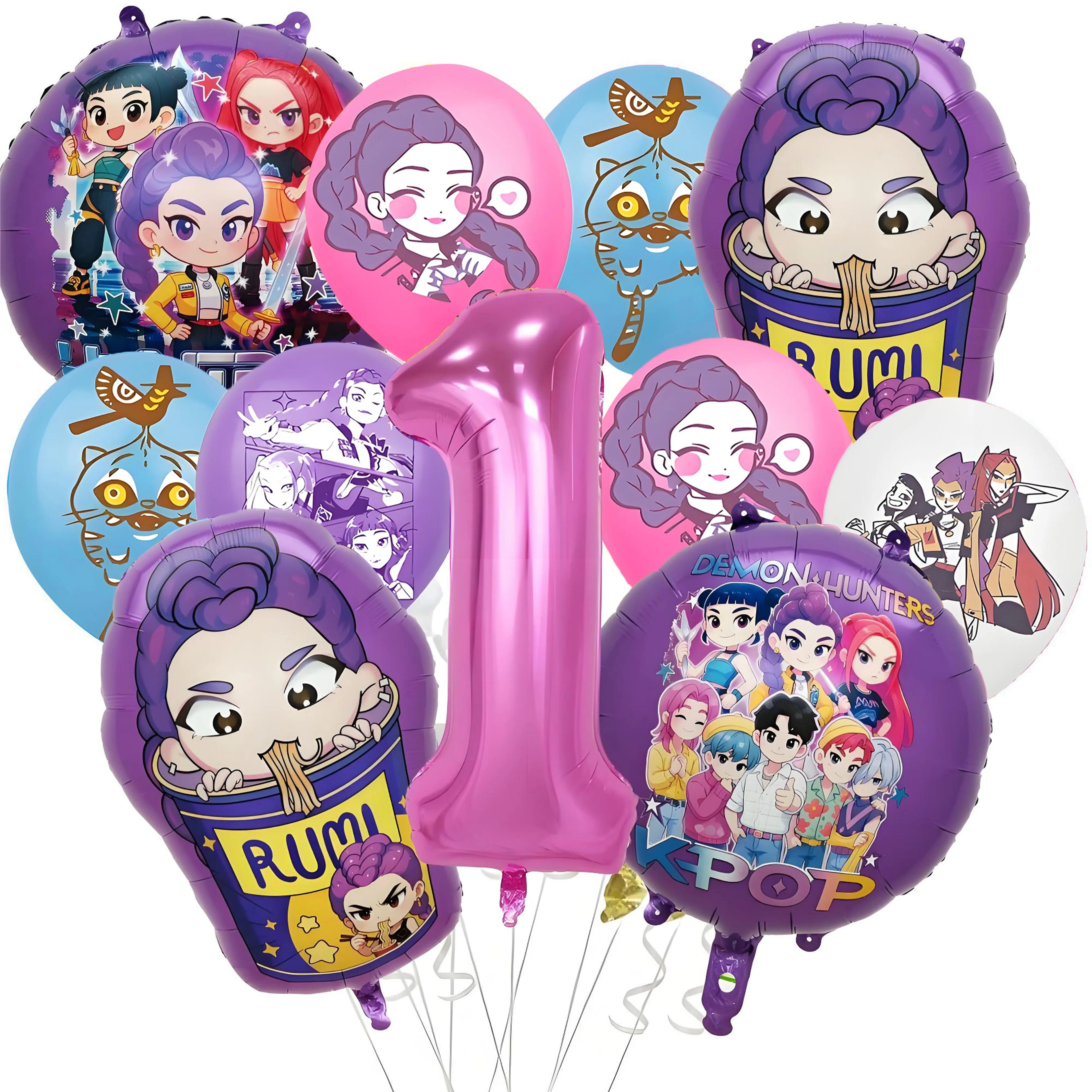 Demon Hunter Birthday Party Supplies Favors Kids Surprise Goody Bags Fillers Balloons Banner for Girls K-pop Anime Cosplay Party