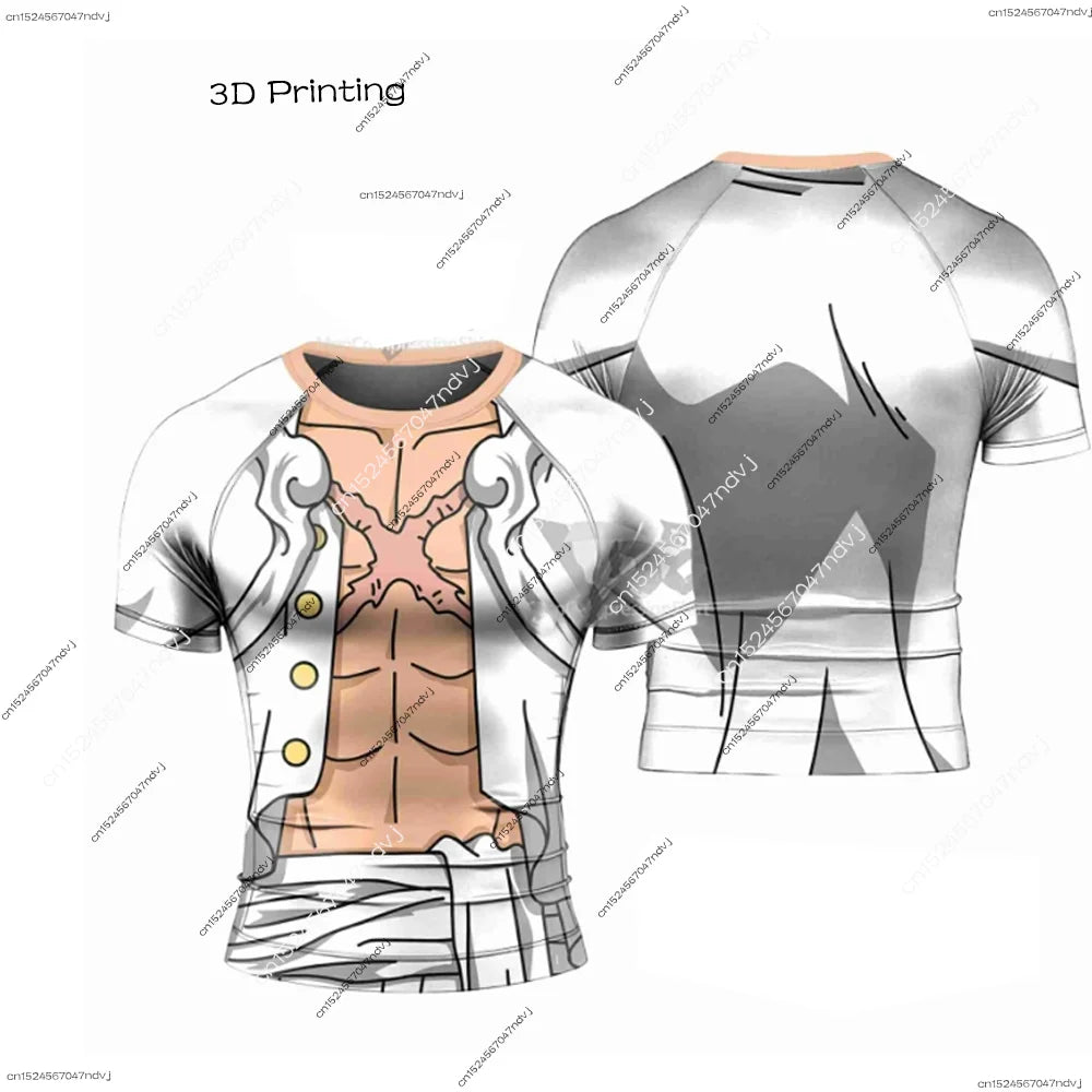2025 New Arrivals Luffy cosplay T-shirt One Piece 3D printed Kids short-sleeved top Themed comic exhibition clothing