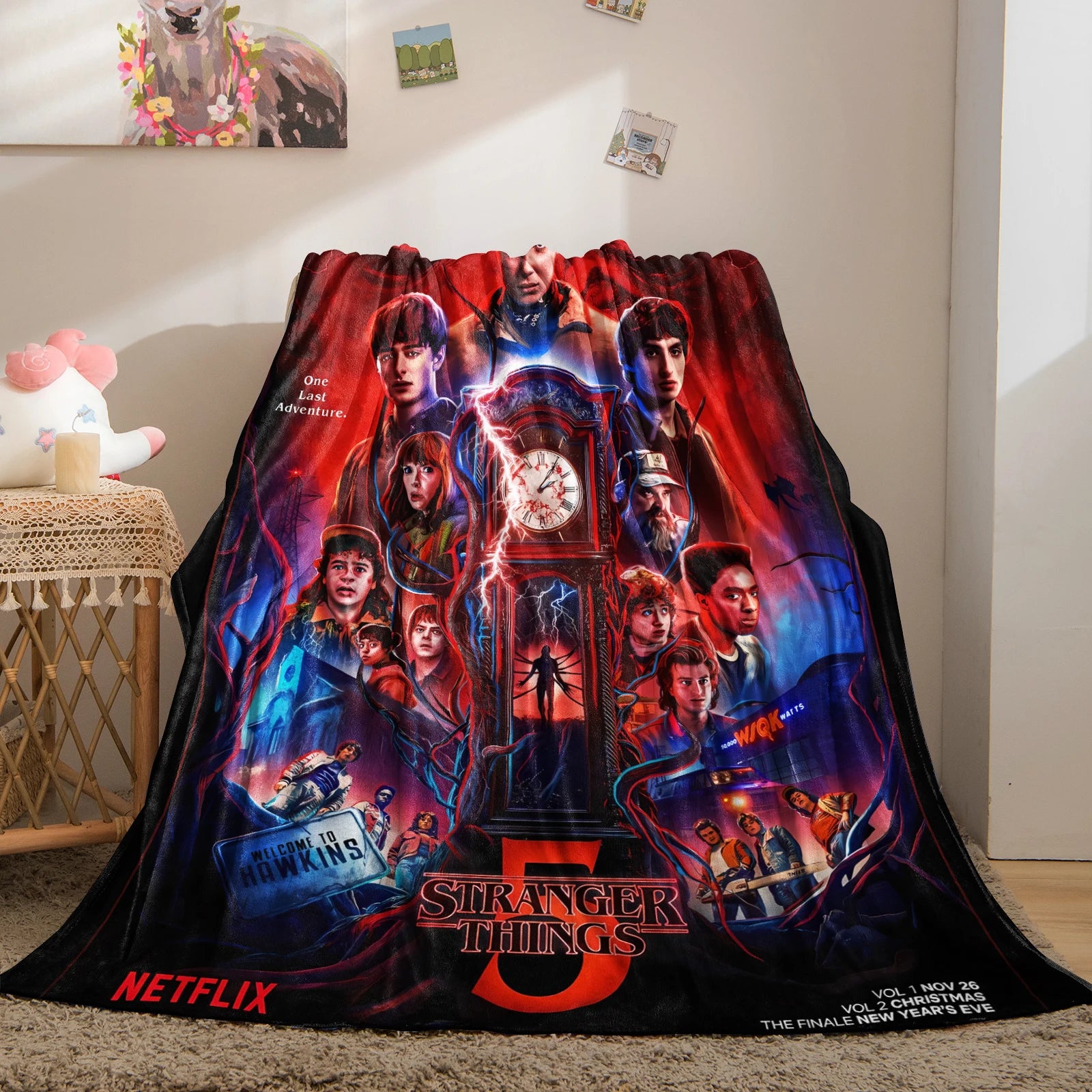 1PC Science Fiction Horror S-Stranger T-Things Blanket Warmth Flannel Blanket Soft Cozy Multifunctional Decorative Throw Blanket
