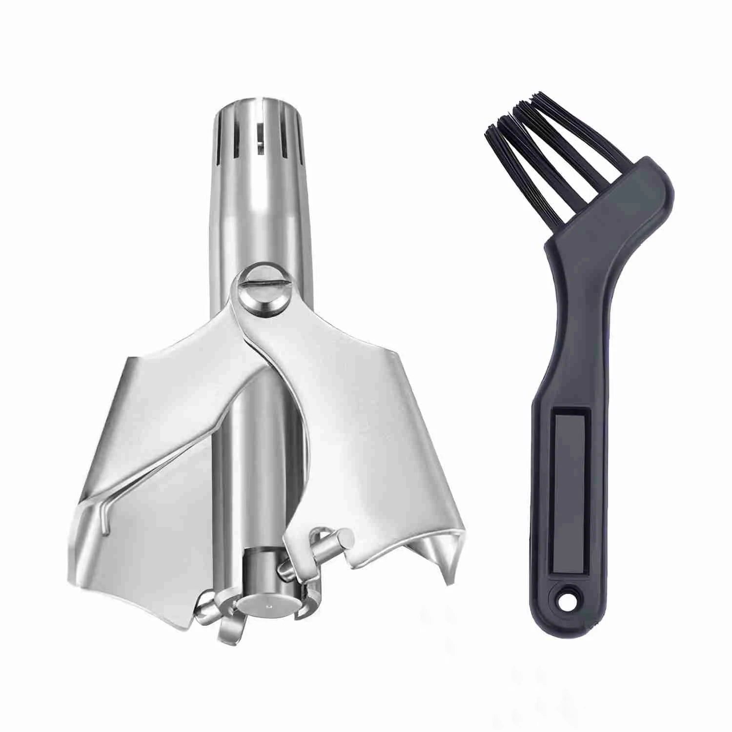 LISI Washable Portable Manual Nose Hair Trimmer for Men & Women Waterproof Stainless Steel Ear Hair Trimmer with Cleaning Brush