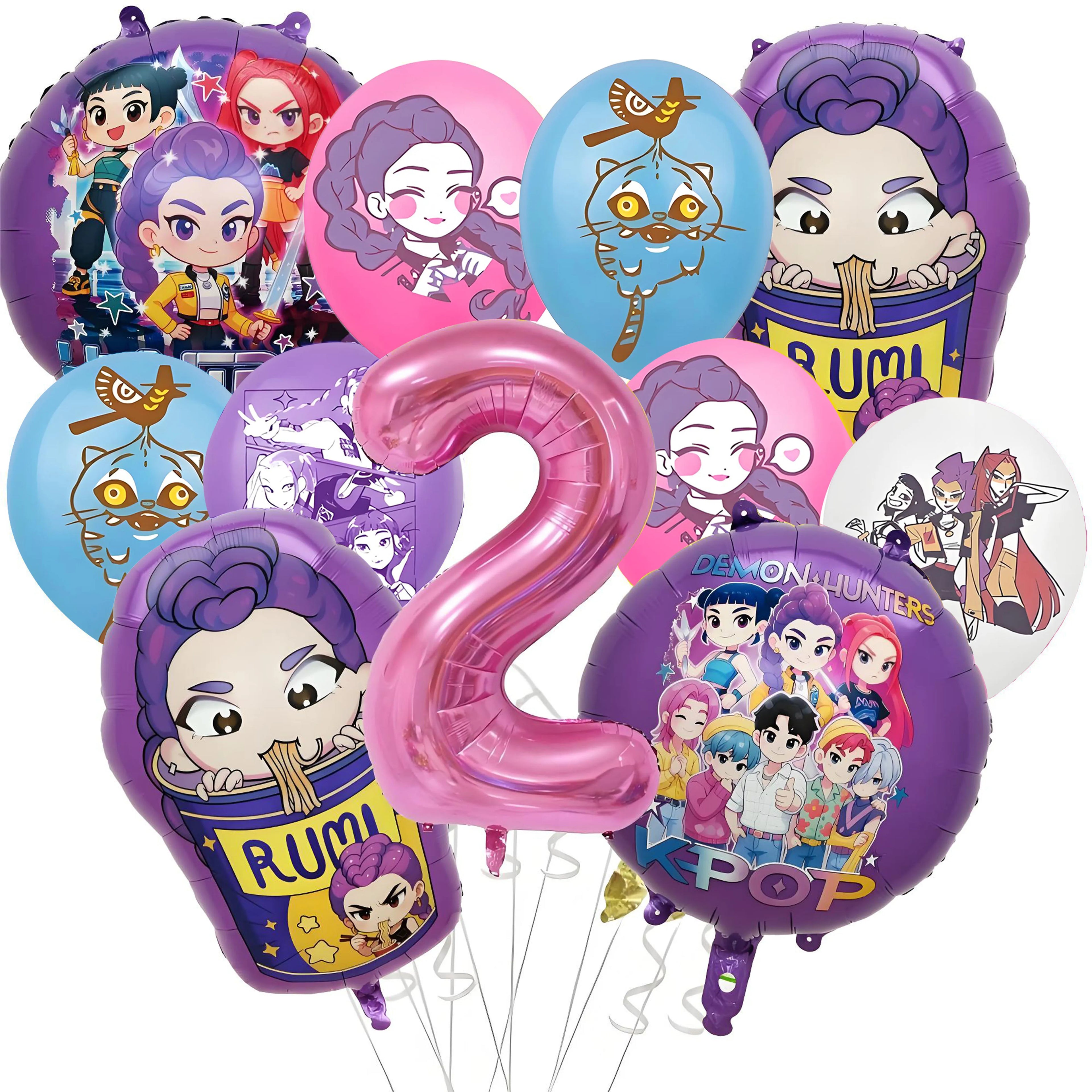 Demon Hunter Birthday Party Supplies Favors Kids Surprise Goody Bags Fillers Balloons Banner for Girls K-pop Anime Cosplay Party