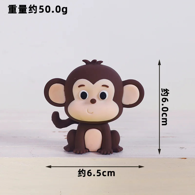 Cute Forest Animal Cake Topper Jungle Safari Birthday Decor Supplies Giraffe Elephant Lion Tiger Cake Decor For Kids 1 2 3 Years