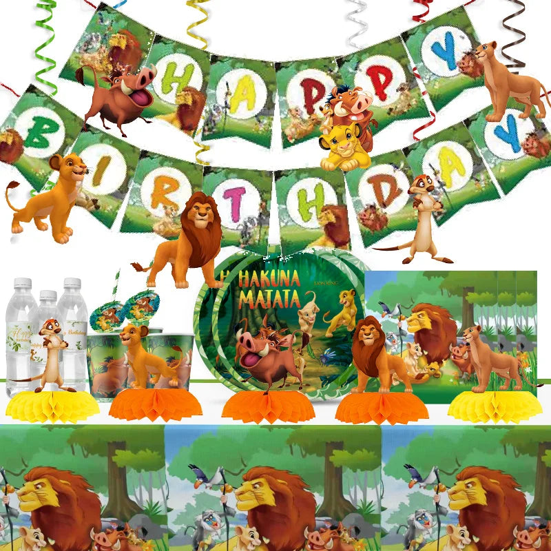 Disney Lion King Graduation Theme Decorations Lion King Backdrop Disposable Tableware Baby Shower Kids Party Supplies Gift