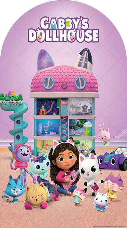 Arch Gabby Dollhouse Theme Background Kids Birthday Party Backdrop Polyester Arch Banner Photography Props