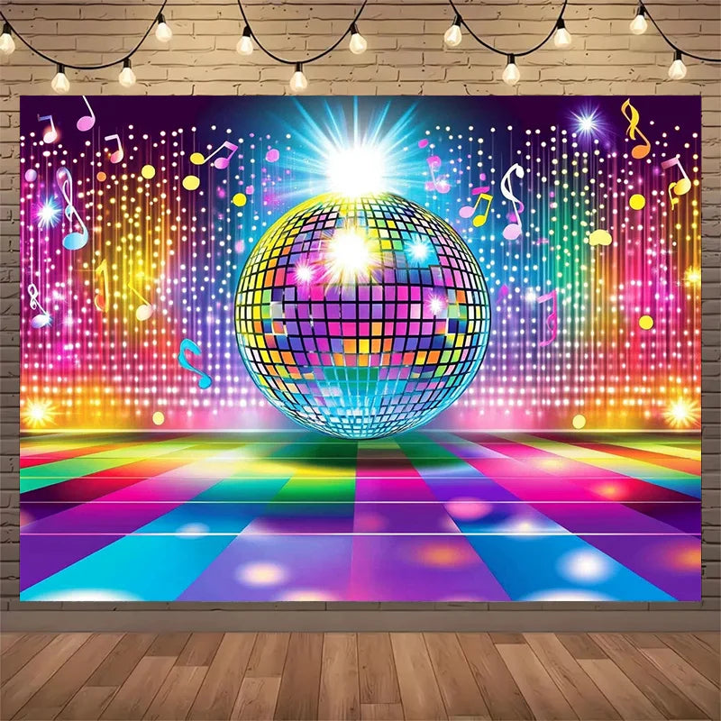 1 retro disco ball background, hip-hop party banner, suitable for birthdays, weddings, photos, videos, live events