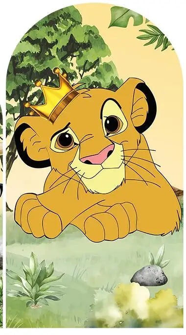 Cartoon Lion King Simba Baby Shower Arch Wall Panels Backdrop Party Supplies Boy Birthday Banner Decors Safari Jungle Background