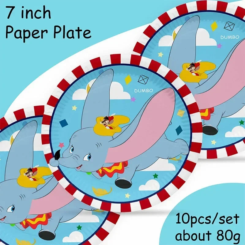 Dumbo Cute Birthday Party Decorations Tableware Kids  Cups Plates Tablewares Set Baby Shower Party Supplies for Children's Day