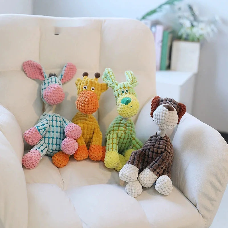 Cute Donkey Plush Toy for Dogs - Squeaky Chewable Interactive Pet Toy Funny Sound Soft Plush Bite Resistant Teeth  Grinding Toys