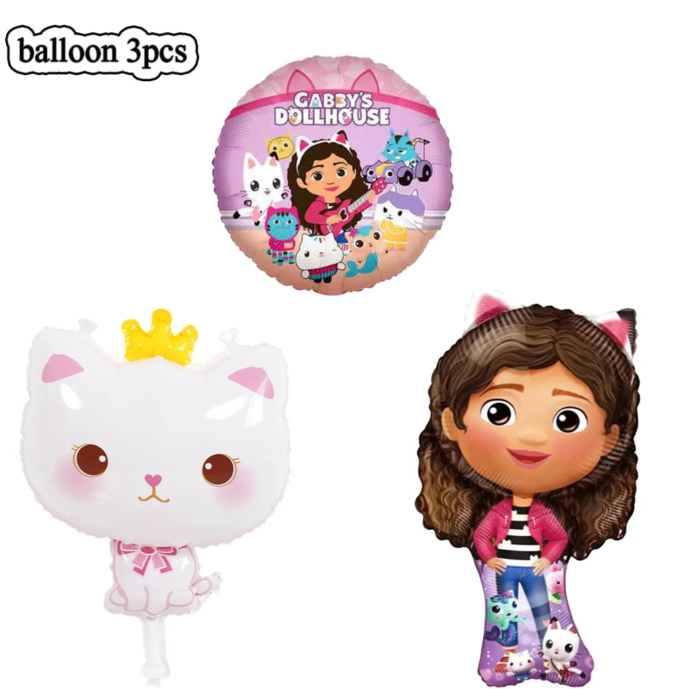 Cartoon Gabby Doll House Party Supplies Tablecloth For Kids Disposable Table Cover Favor Doll House Birthday Festival Decoration