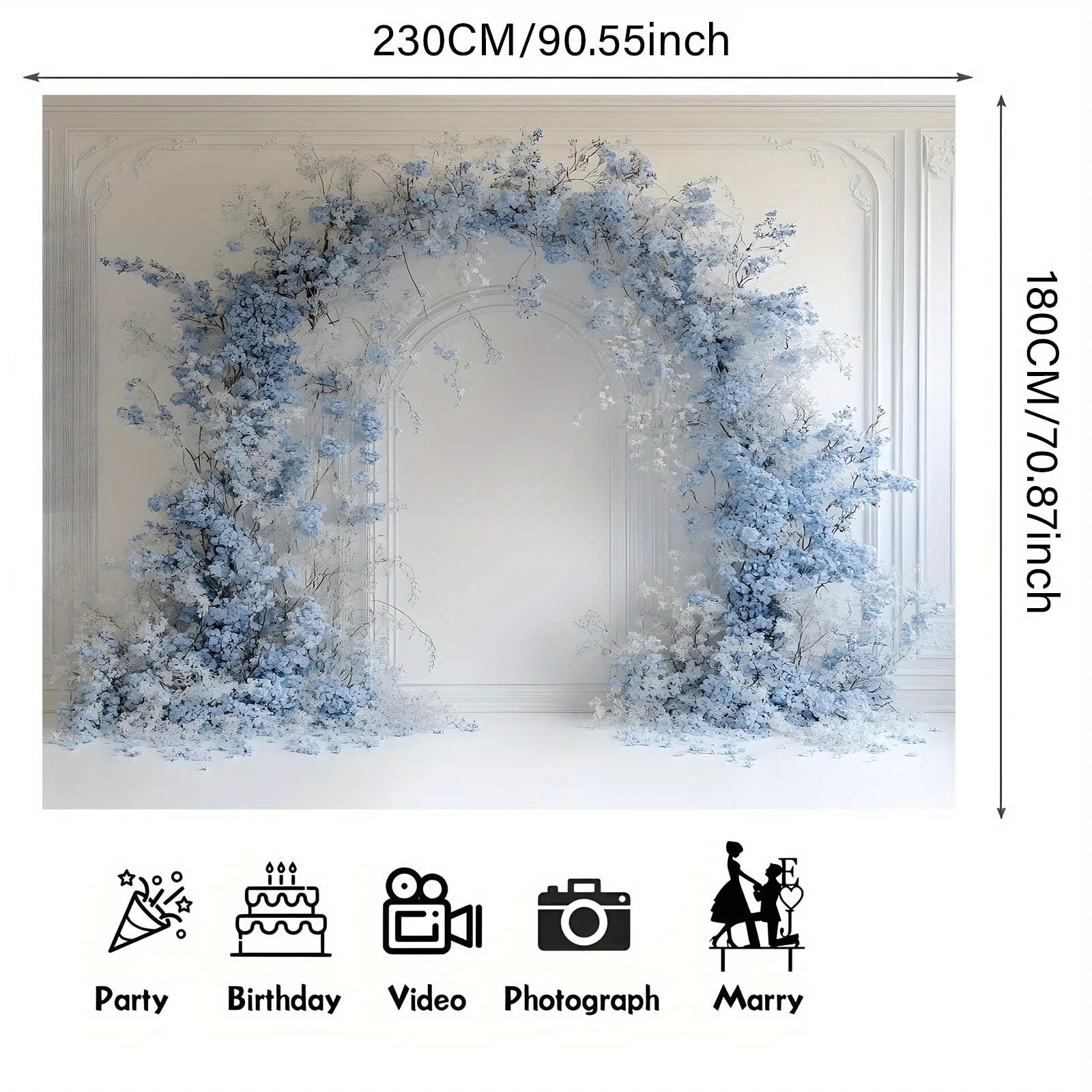1 PC, luxurious light blue floral arch, suitable for weddings, birthdays, anniversaries, party event backgrounds