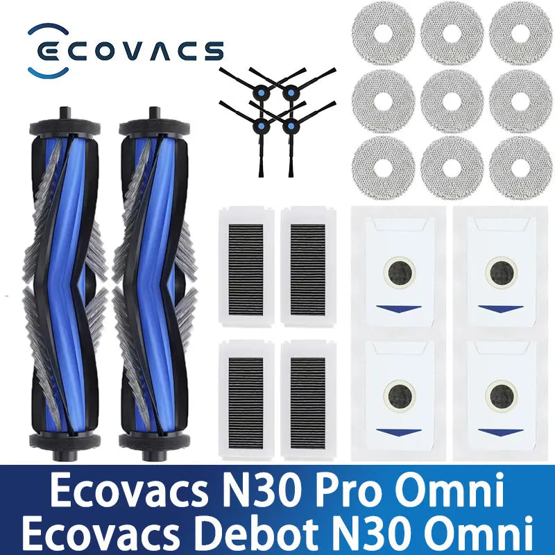 Compatible for Ecovacs Debot N30 Omni / N30 Pro Omni Robot Vacuum Accessories Main Side Brush Hepa Filter Rag Dust Bag Parts