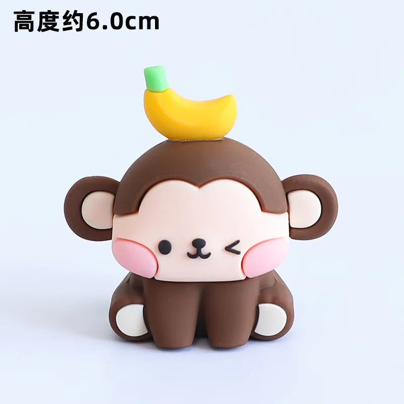 Cute Forest Animal Cake Topper Jungle Safari Birthday Decor Supplies Giraffe Elephant Lion Tiger Cake Decor For Kids 1 2 3 Years