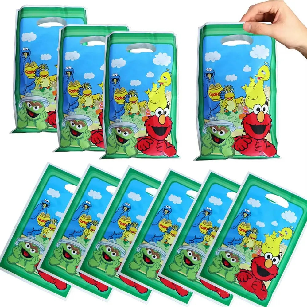 Disney Cartoon SEsame-Streets Birthday Party Set Supplies Kids Disposable Tableware Balloon Cake Topper Banner Plates Decoration