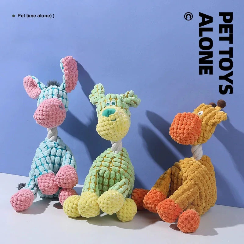 Cute Donkey Plush Toy for Dogs - Squeaky Chewable Interactive Pet Toy Funny Sound Soft Plush Bite Resistant Teeth  Grinding Toys