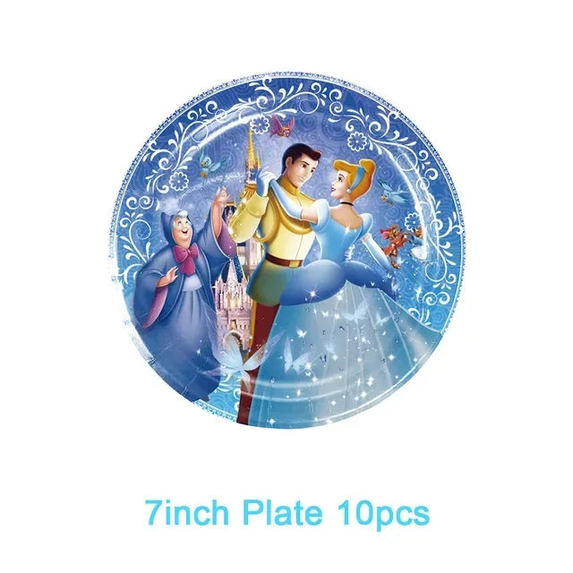Disney Cinderella Theme Party Supplies Girls Birthday Decoration Tableware Set Paper Cup Plate Tablecloth Balloon Baby Shower