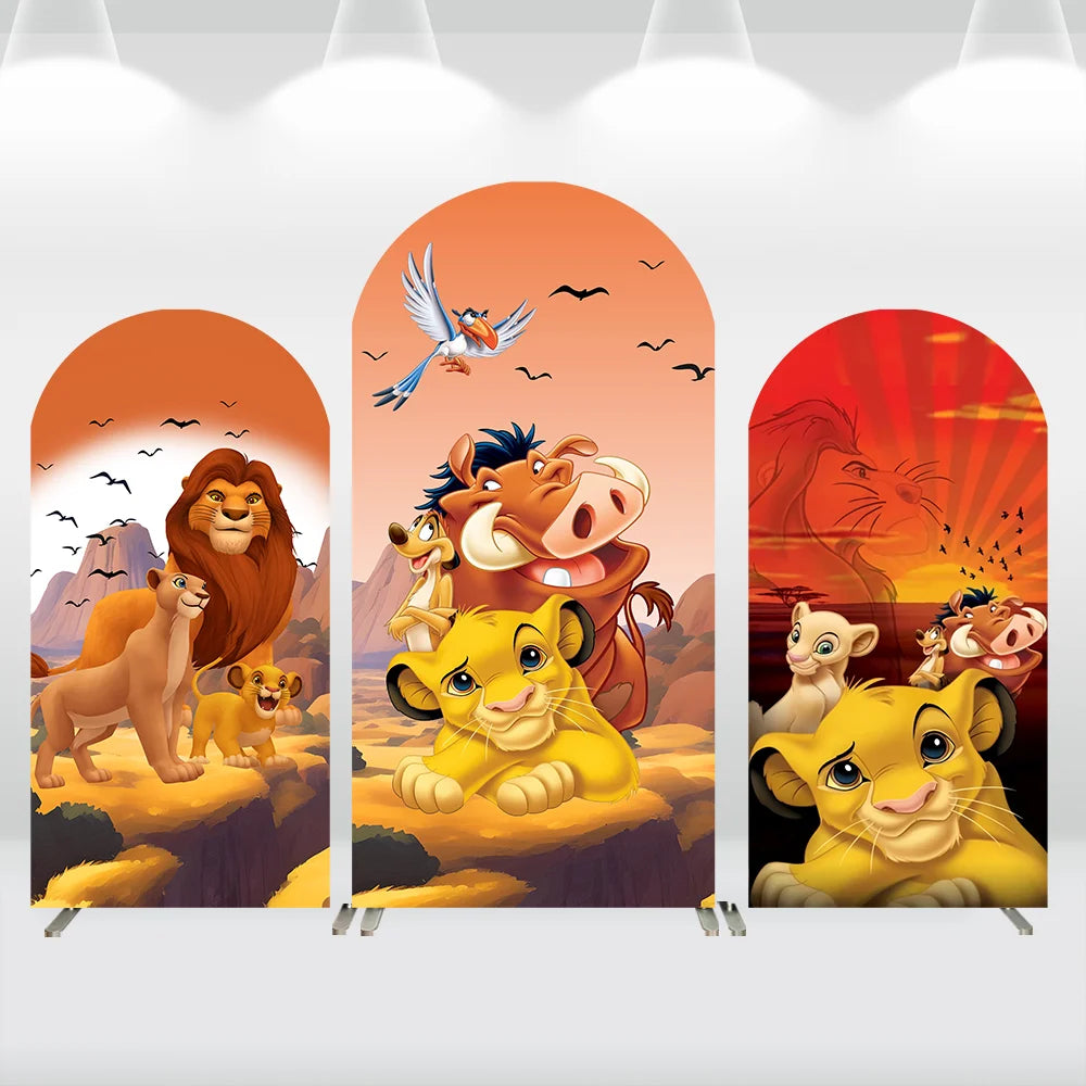 Cartoon Lion King Simba Baby Shower Arch Wall Panels Backdrop Party Supplies Boy Birthday Banner Decors Safari Jungle Background