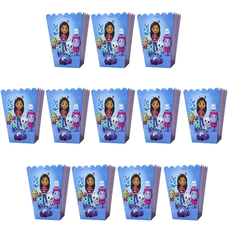 Hot Gabby Doll House Cartoon Girls Birthday Party Decorations Plate Tablecloth Paper Cup Napkin Doll House Tableware Set Gift