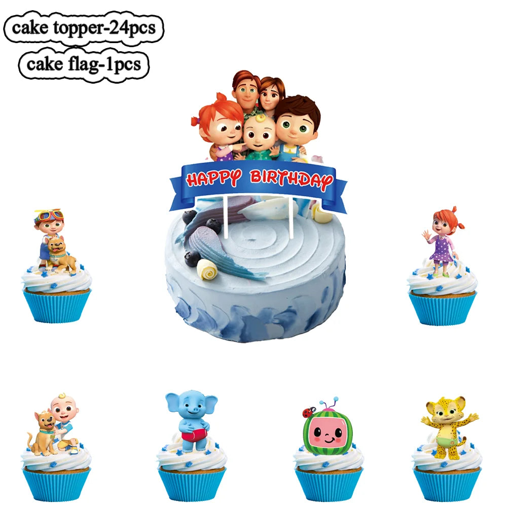 Cartoon Family Theme Birthday Party Decoration Disposable Set Tableware Plate Napkins Tablecloth For Kid Shower Supplies Puzzle