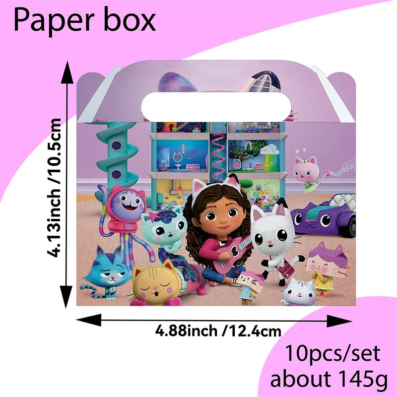 Cartoon Gabby Dollhouse Party Supplies Birthday Party Disposable Tableware Set Paper Plate Cup Napkins Baby Shower Decorations