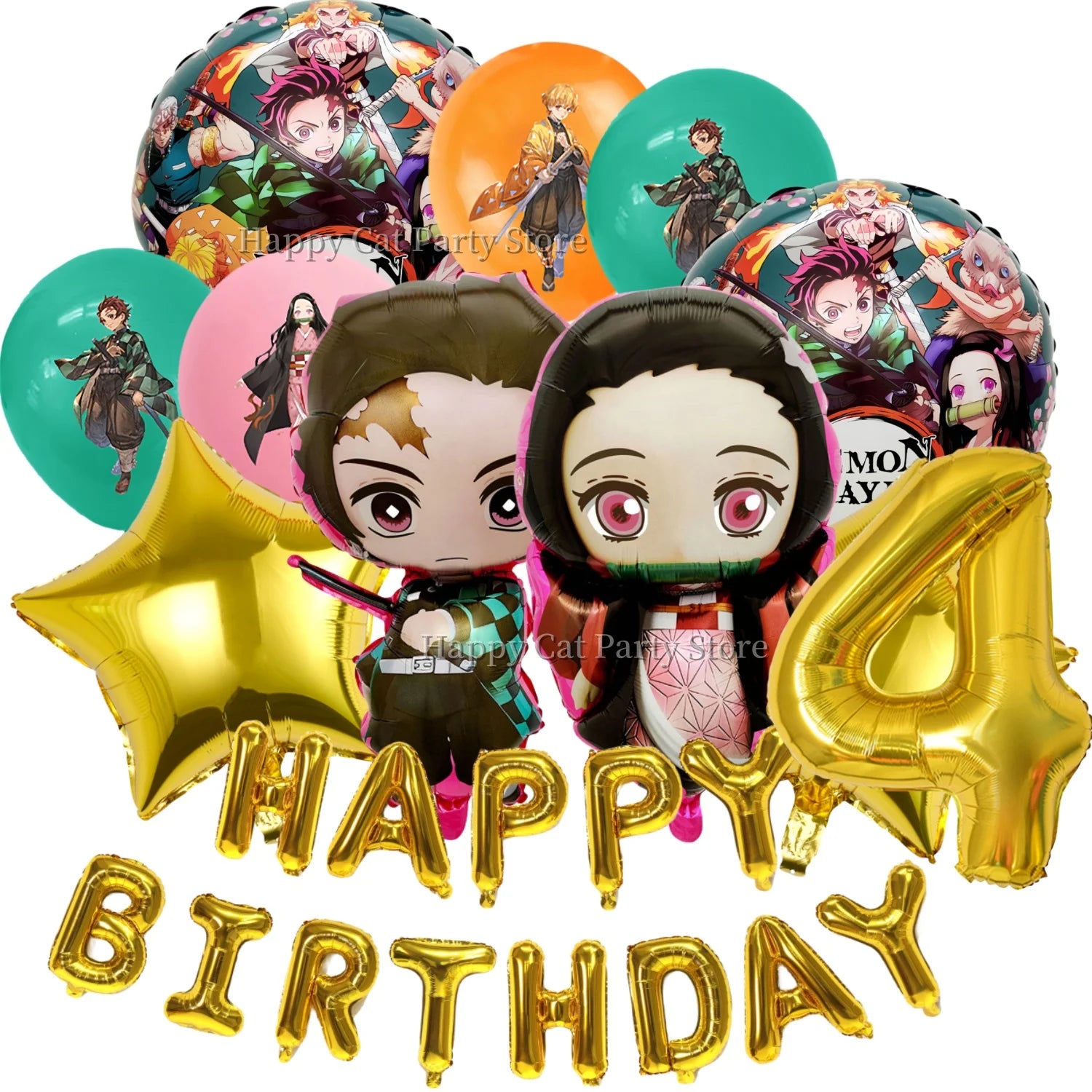 Demon Slayer Balloon Set Happy Birthday Banner Party Decor Kimetsu No Yaiba Latex Balloon Baby Shower kids Favors Gift Supplies