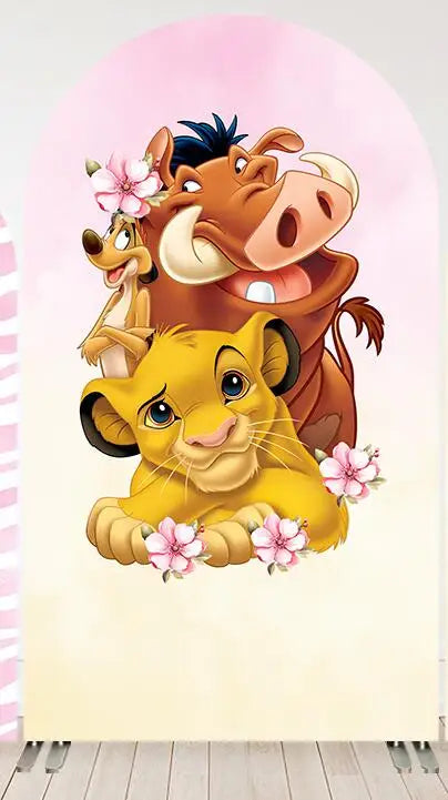 Cartoon Lion King Simba Baby Shower Arch Wall Panels Backdrop Party Supplies Boy Birthday Banner Decors Safari Jungle Background