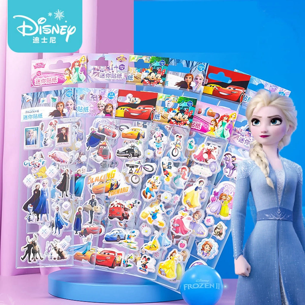 12pcs Sticker Different 3D Puffy Bulk Stickers Cartoon Movie Anime Frozen Sofia Mickey Minnie Princess Kids Girl Toy Gift