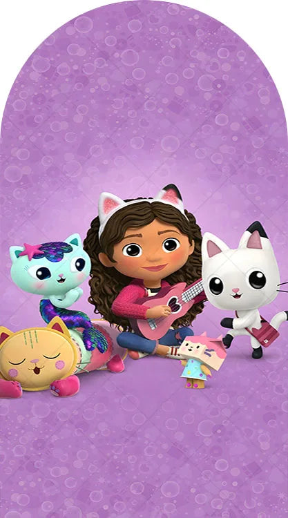 Arch Gabby Dollhouse Theme Background Kids Birthday Party Backdrop Polyester Arch Banner Photography Props