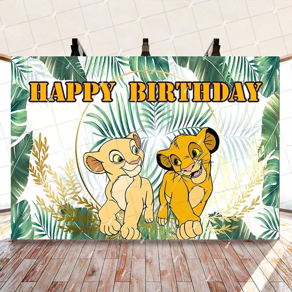 Disney Cartoon Lion King Simba Theme Kids Birthday Party Forest Jungle Safari Baby Shower Photography Backdrop Custom Banner