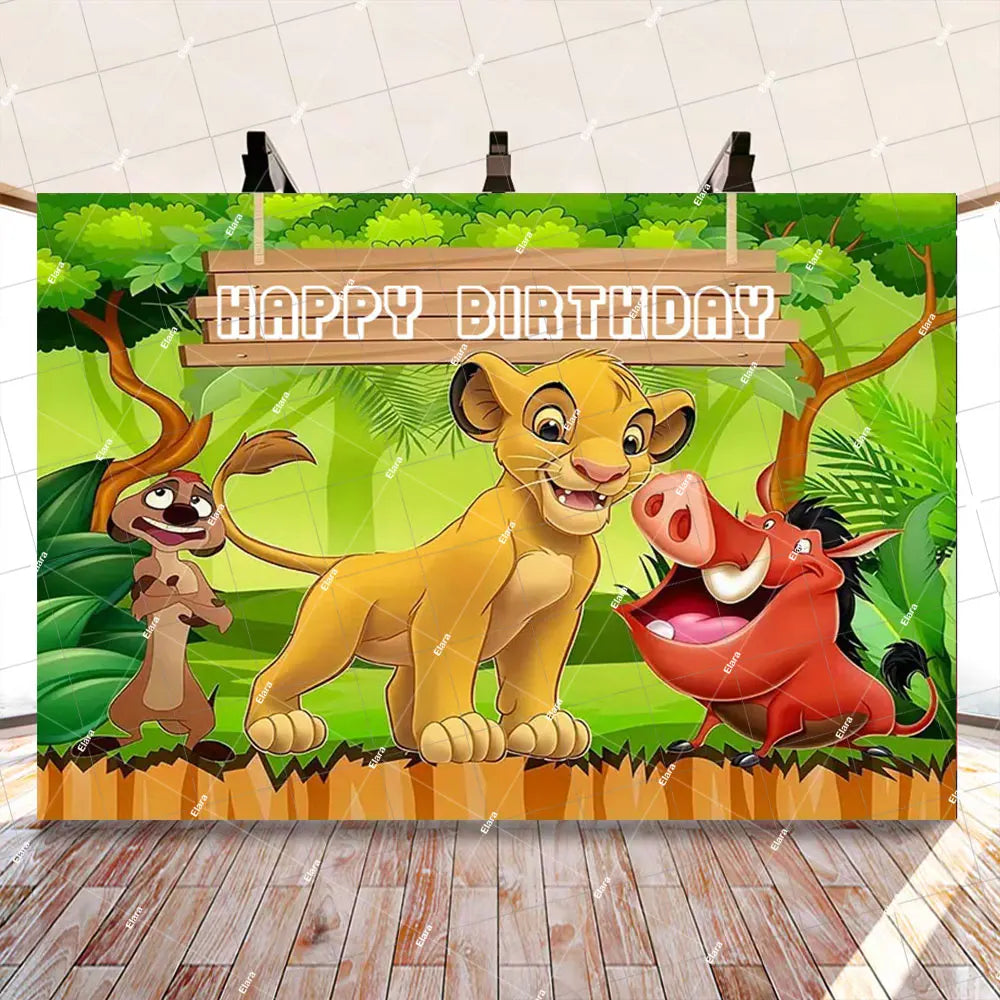 Disney Cartoon Lion King Simba Theme Kids Birthday Party Forest Jungle Safari Baby Shower Photography Backdrop Custom Banner