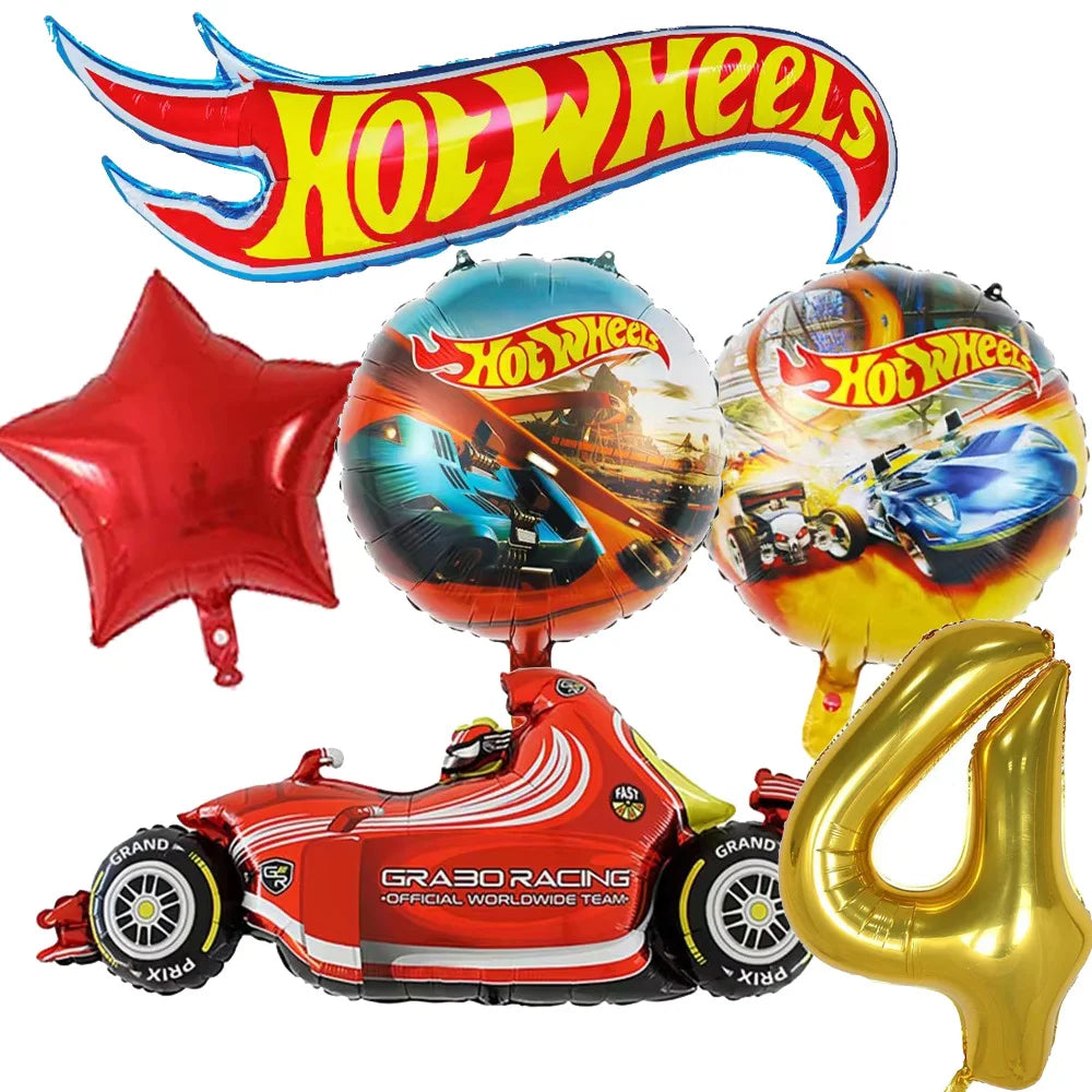 Hot Wheels Birthday Party Decor Disposable Tableware Racing Car Gift Bag Tablecloth Cake Balloon Plate Boy Kid Party Supplie Set