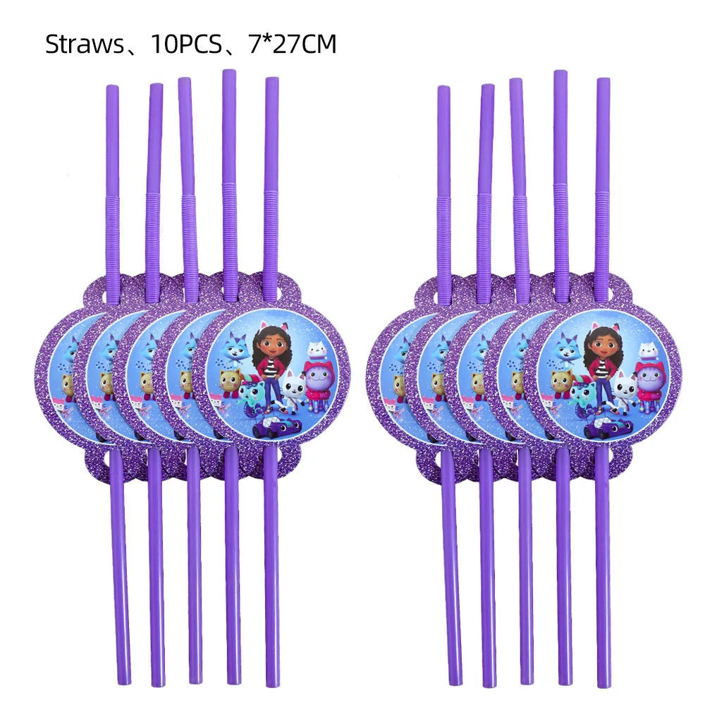 Cartoon Gabby Doll House Party Supplies Tablecloth For Kids Disposable Table Cover Favor Doll House Birthday Festival Decoration