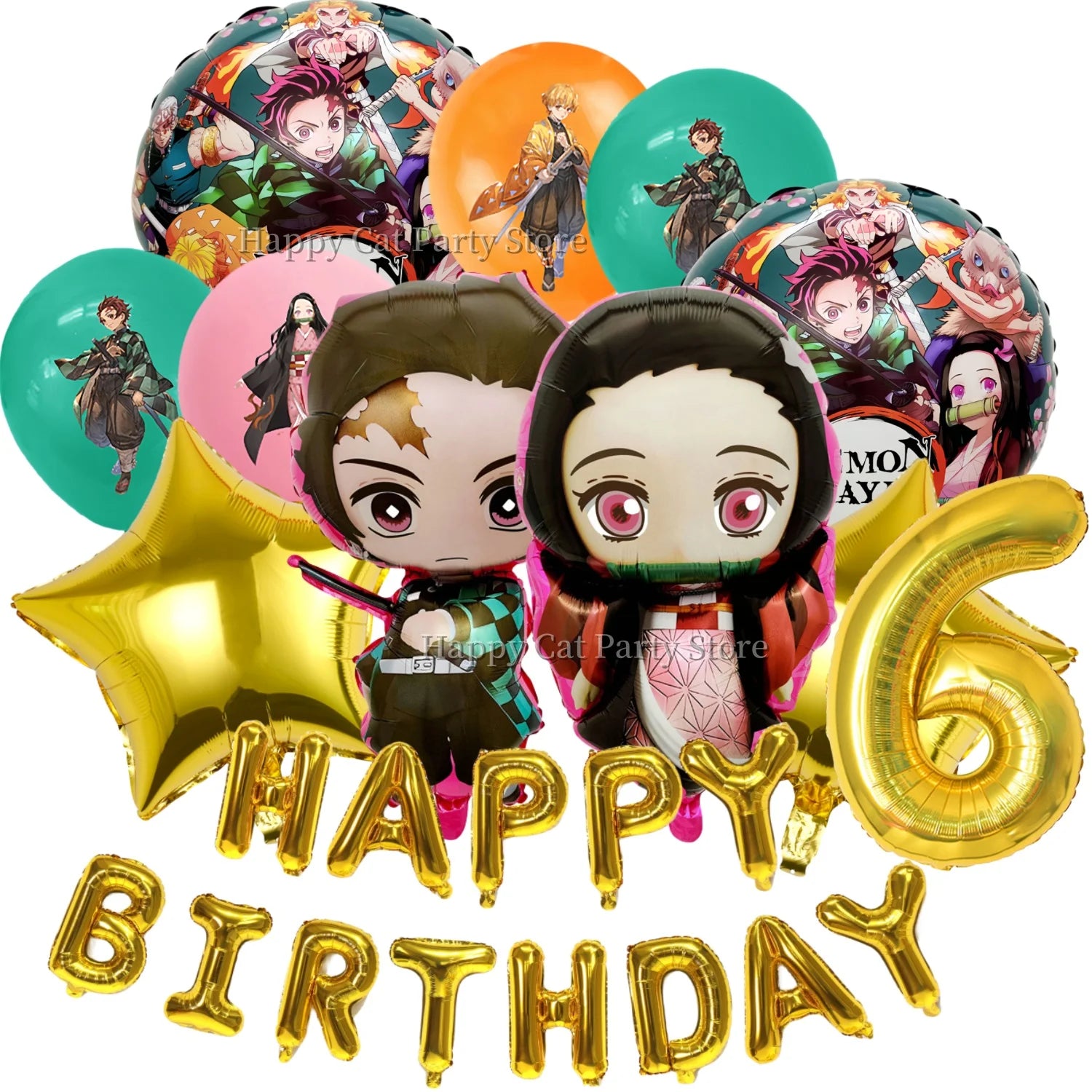 Demon Slayer Balloon Set Happy Birthday Banner Party Decor Kimetsu No Yaiba Latex Balloon Baby Shower kids Favors Gift Supplies