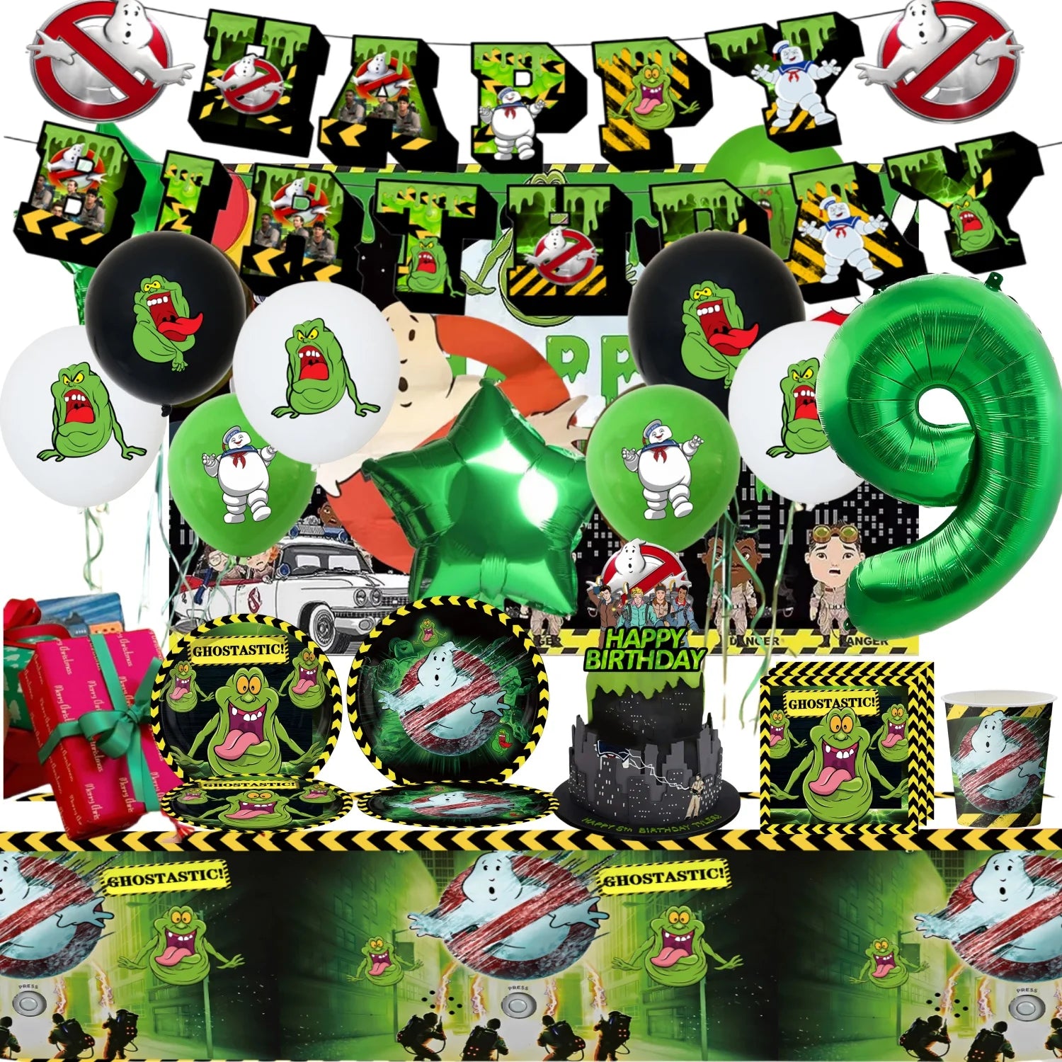 Ghost Busters Birthday Party Decor Catch Ghost Disposable Tableware Tablecloth Plate Cup Baby Shower Supplies Kids Boys Favors