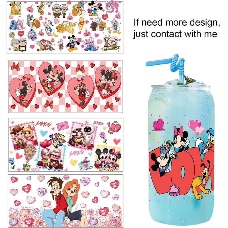 30 Style Valentine's Day Mickey XOXO UV Sticker Party DIY Decals 3D transfers uvdtf tumbler seal stickers 16oz uv dtf cup wraps