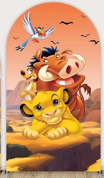 Cartoon Lion King Simba Baby Shower Arch Wall Panels Backdrop Party Supplies Boy Birthday Banner Decors Safari Jungle Background