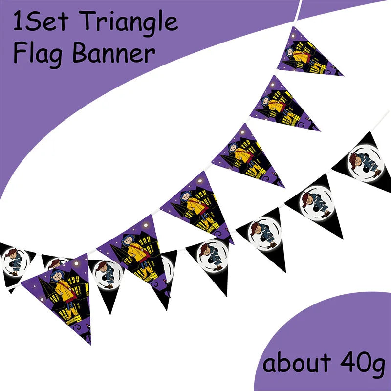 Coraline Birthday Party Decoration Disposable Set Tableware Plate Honeycomb  straws Cake Napkins Toppers for Kid Shower Supplies