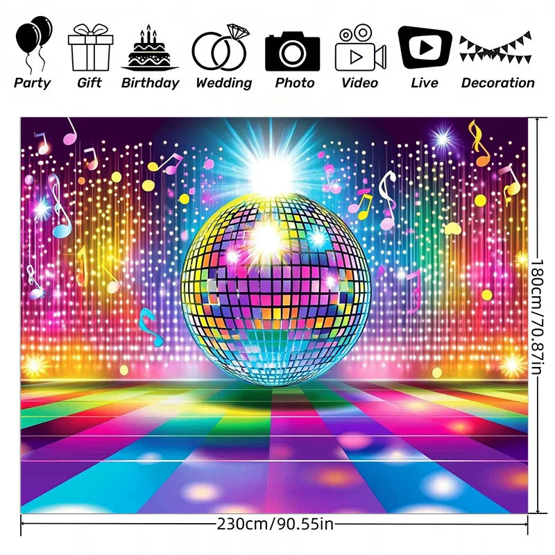 1 retro disco ball background, hip-hop party banner, suitable for birthdays, weddings, photos, videos, live events