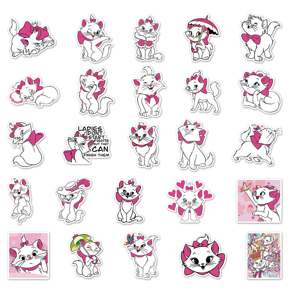 10/30/50PCS The Aristocats Cartoon Disney Marie Cat Sticker DIY Phone Laptop Luggage Skateboard Graffiti Decals Fun for Kid Toy