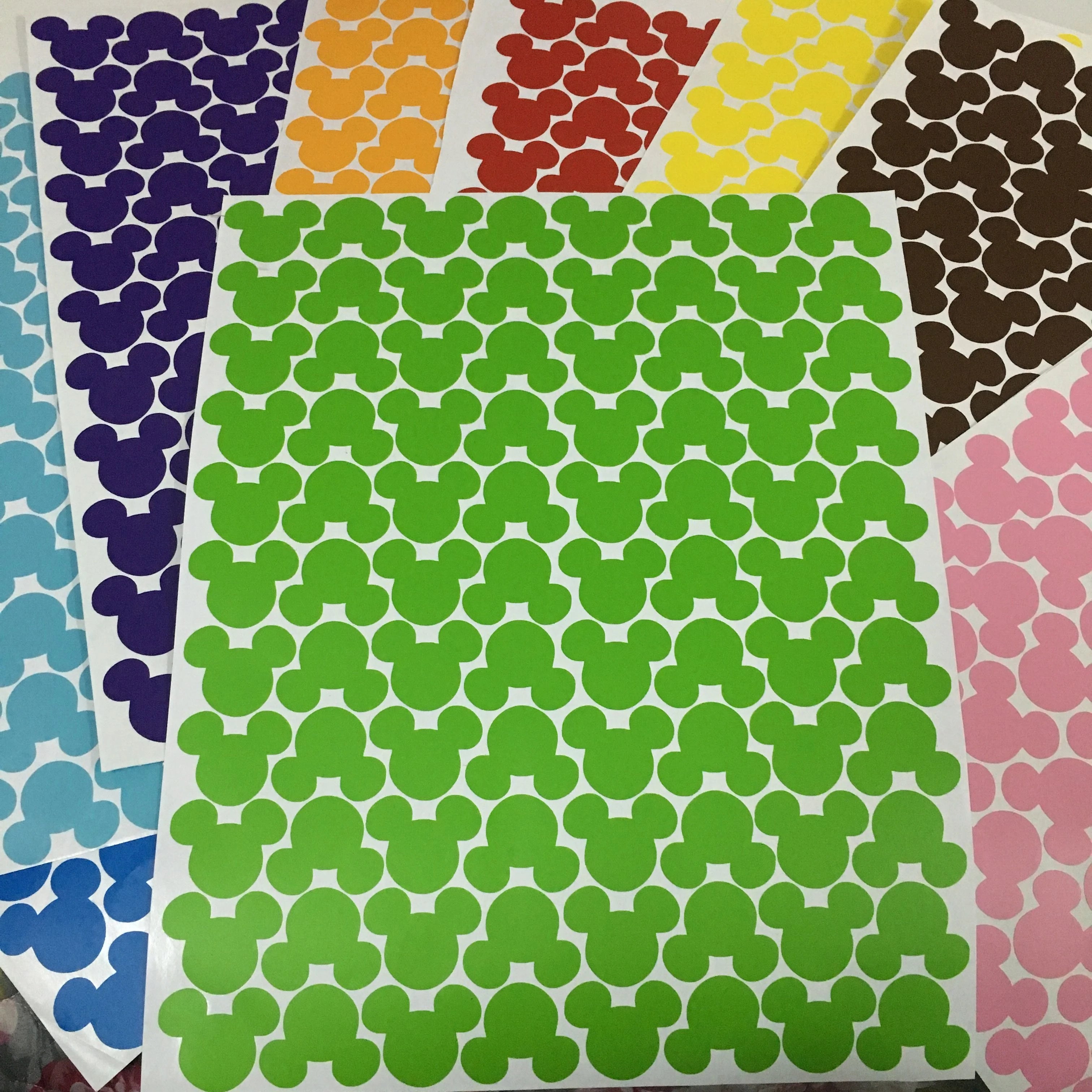 88pcs/set Cartoon Mouse Head Wall Sticker For Kids Rooms Home Decor Glass Bottle Kitchen Label Adhesive Stickers Art Wallpaper