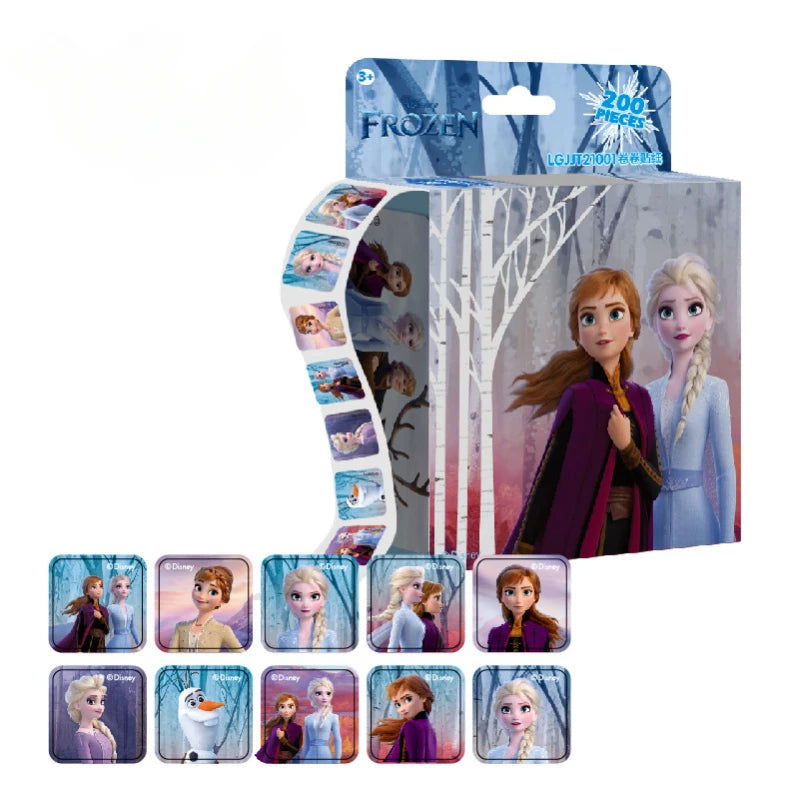 200 Sheets/Box Frozen Elsa Cartoon Pull Out Stickers Princess Mickey Mouse Minnie Sticker Girl Boy Teacher Reward Toys Gift
