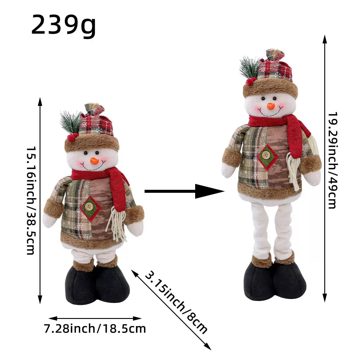 2026 Retractable Santa Claus Snowman Elk Doll Plush Boys Girls Xmas Gifts Decorations For Home Party Christmas Ornament