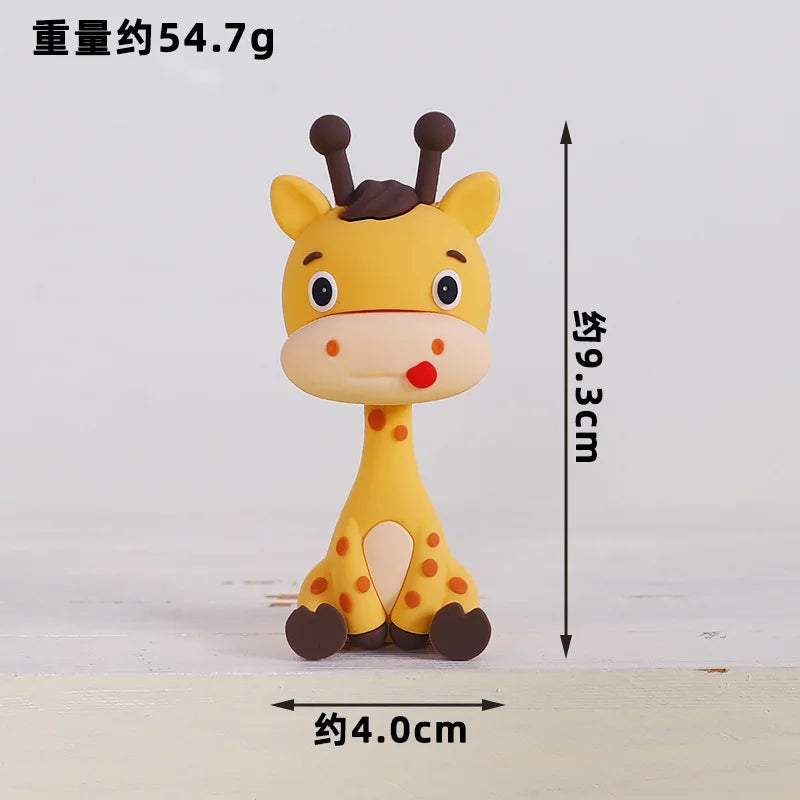 Cute Forest Animal Cake Topper Jungle Safari Birthday Decor Supplies Giraffe Elephant Lion Tiger Cake Decor For Kids 1 2 3 Years