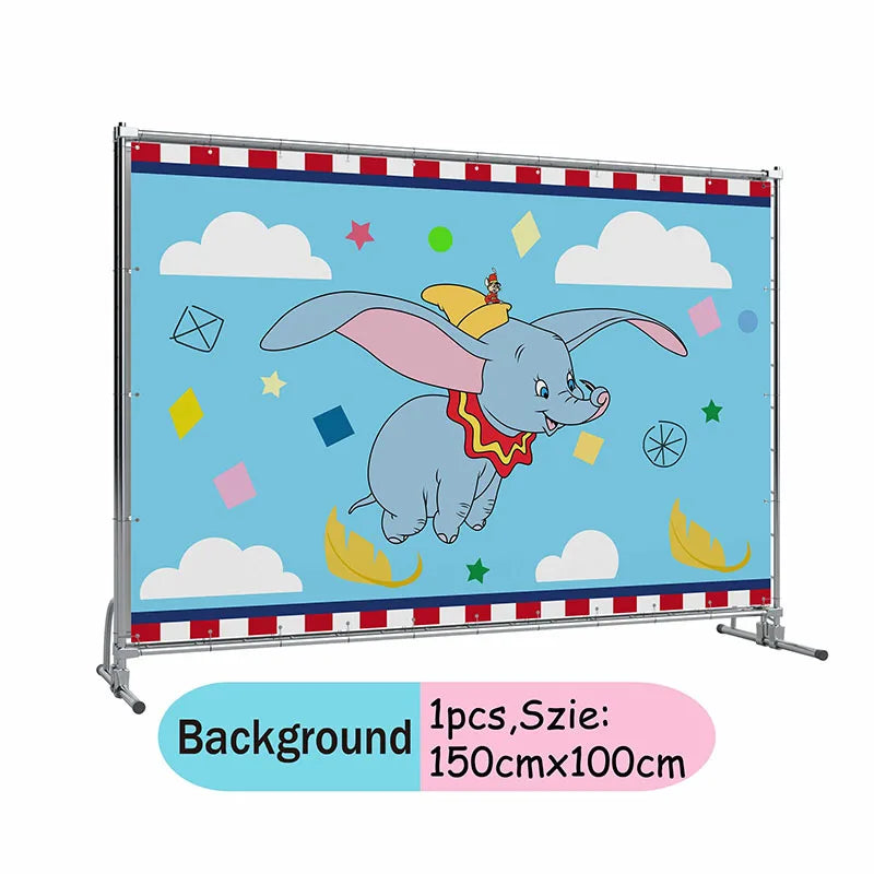 Cartoon Dumbo Theme Birthday Decorations Disposable Party  Tableware Sticker Label Children's Day Baby Shower Supplies