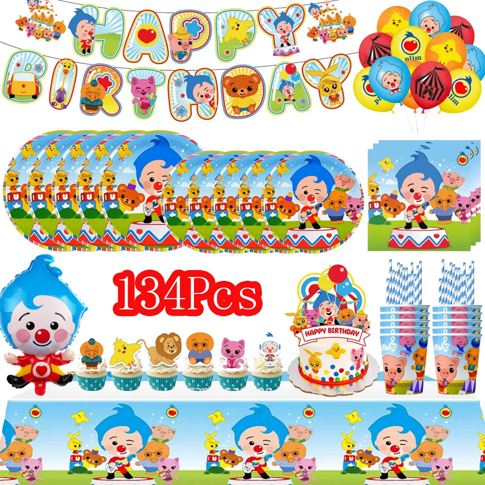 Circus Birthday Party Decor Set Clown Balloons Disposable Tableware Tablecloth Cup Kids Boy Party Supplies Baby Shower Gifts
