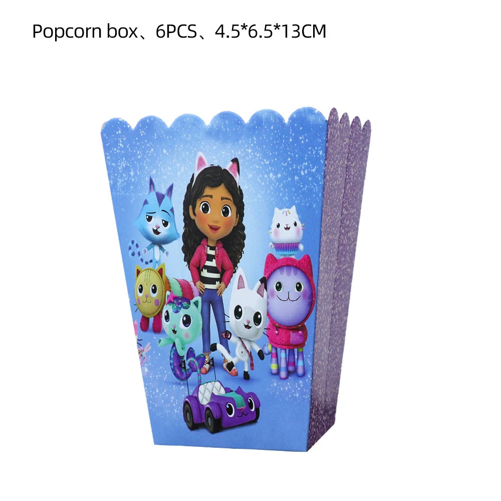 Cartoon Gabby Doll House Party Supplies Tablecloth For Kids Disposable Table Cover Favor Doll House Birthday Festival Decoration