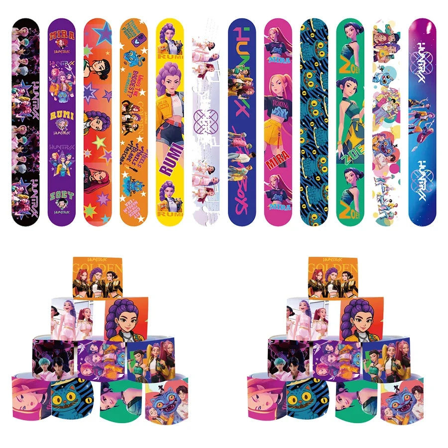 12-36pcs K-Ppop Demon Hunters Slap Bracelets Party Favors Birthday Party Gifts for Kids Snap Bracelets Christmas Party Decoratio