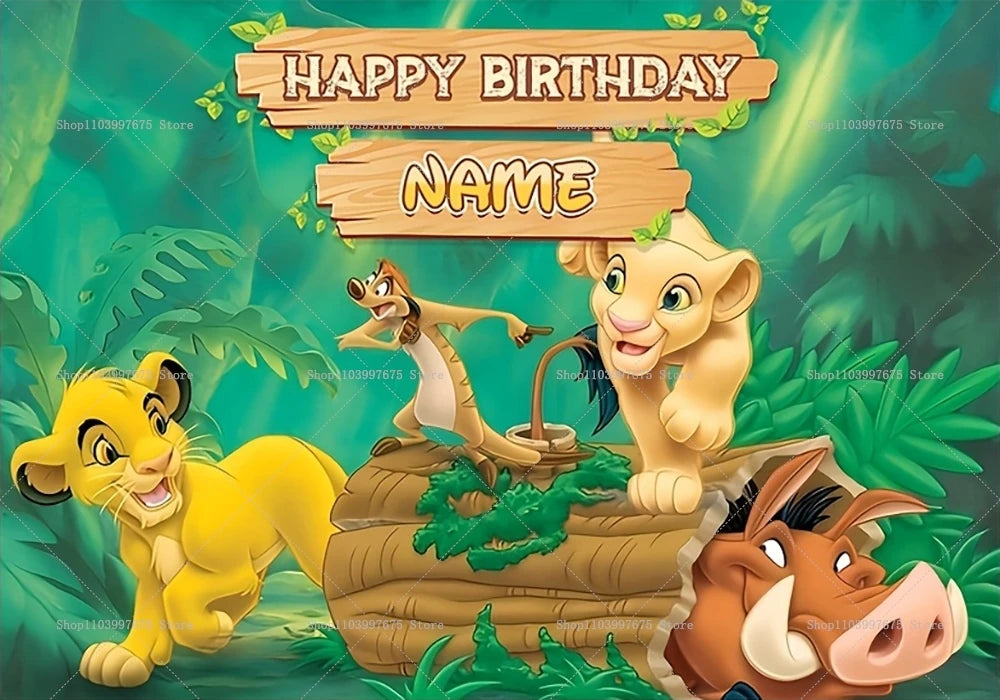 Custom Name Disney The Lion King Backdrop Children Birthday Decoration Photographic Background Baby Shower Banner Party Supplies