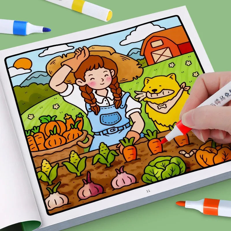 2026 Fun Coloring Book 24 Page,  Girls boy leisure DIY Creative Entertainment Fantasy Illustrations Hand Drawn Art Drawing Book