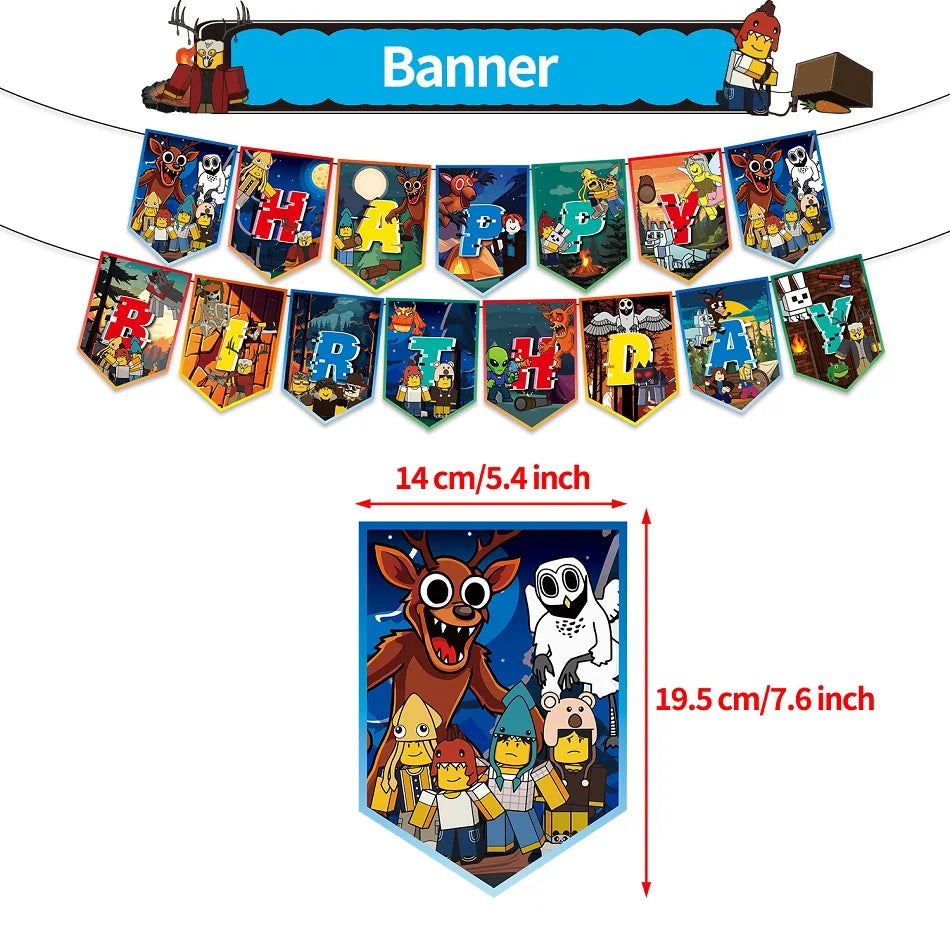 99 Nights In The Forest Themed Birthday Party Deer Balloons Best Friend Party Backdrop Cake Plugin Fans Carnival Decoration Gift